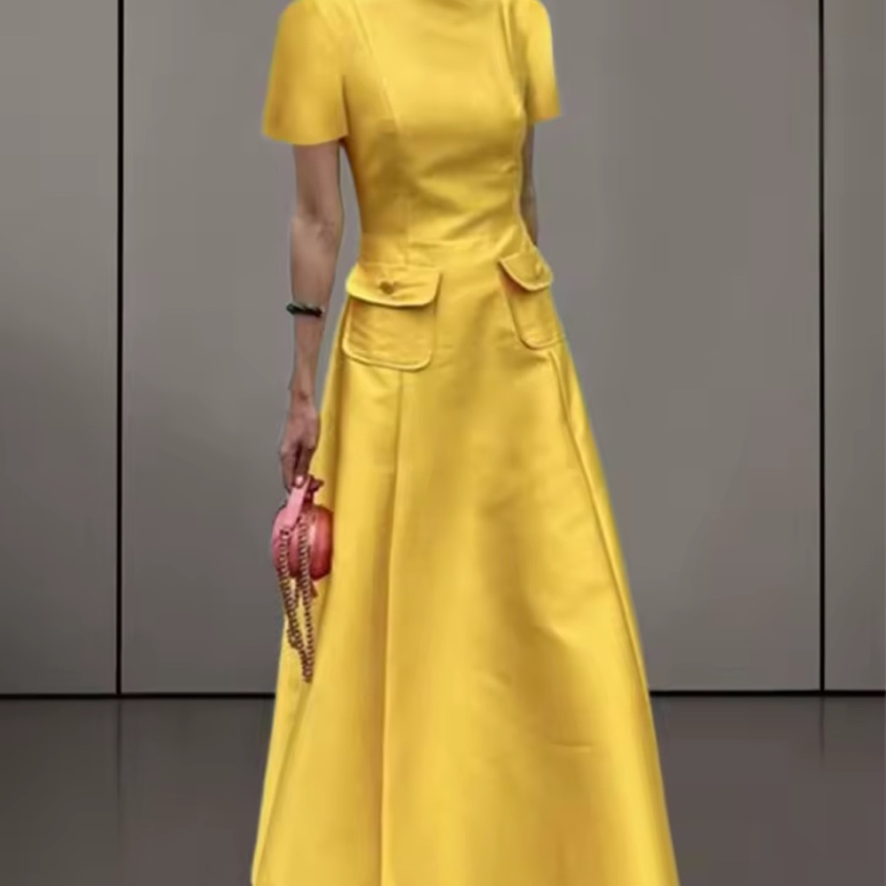 STYLEWE Vibrant Yellow Maxi Dress Sz LARGE Back Zip BNWT